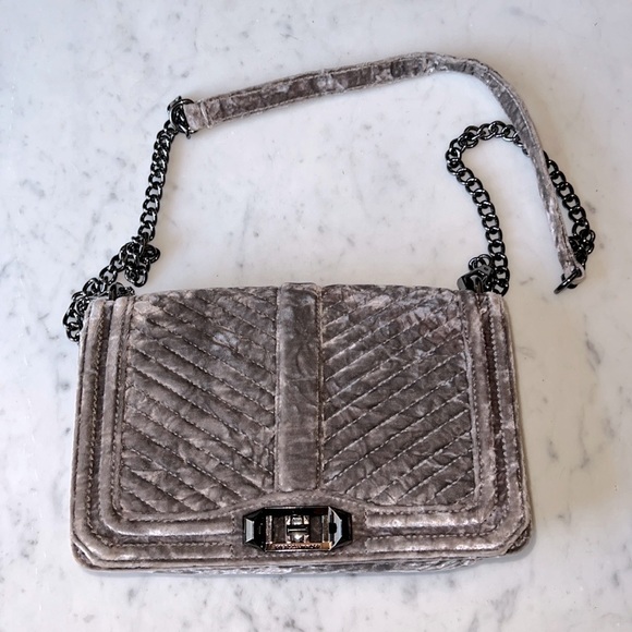 Crushed Velvet Rebecca Minkoff Flap Bag Purse - Picture 1 of 9
